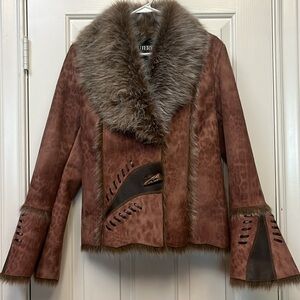 Outerwear by Lisa Faux Suede/leather/fur jacket S NWOT
